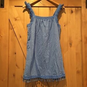Vineyard Vines Ruffle and Tassel Trim Mini Dress Blue Size S